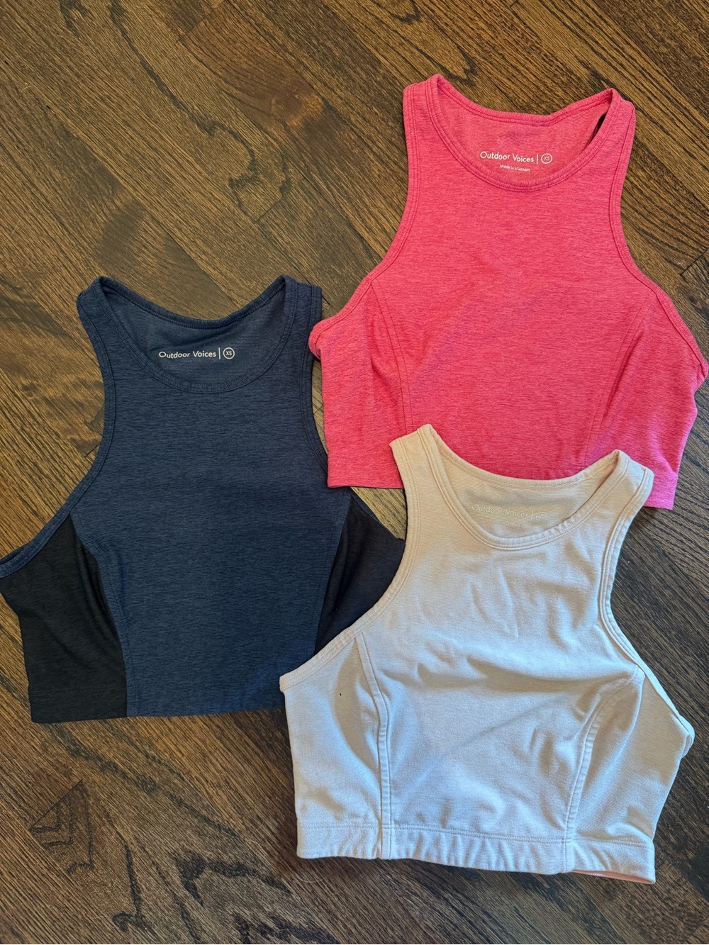 Outdoor Voices Women’s Hot Pink, Light Pink, Navy + Black  Tank Tops - 3-Pack XS